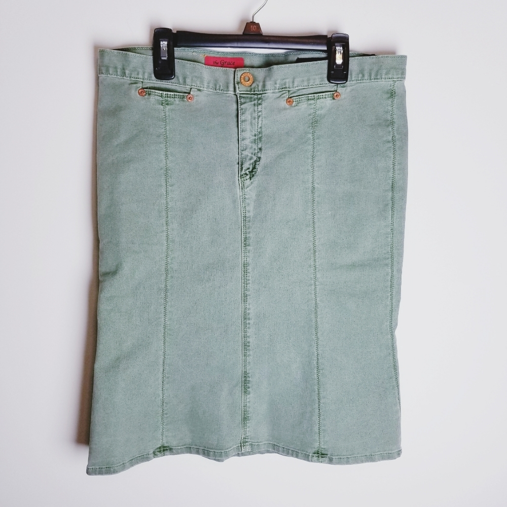 AG Adriano Goldschmied the Grace jean skirt green